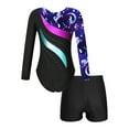 thumbnail image 2 of YEAHDOR Kids Girls 2Pcs Gymnastic Outfit Leopard Horse Print Leotard with Shorts for Dance Performance Navy Blue 12, 2 of 7