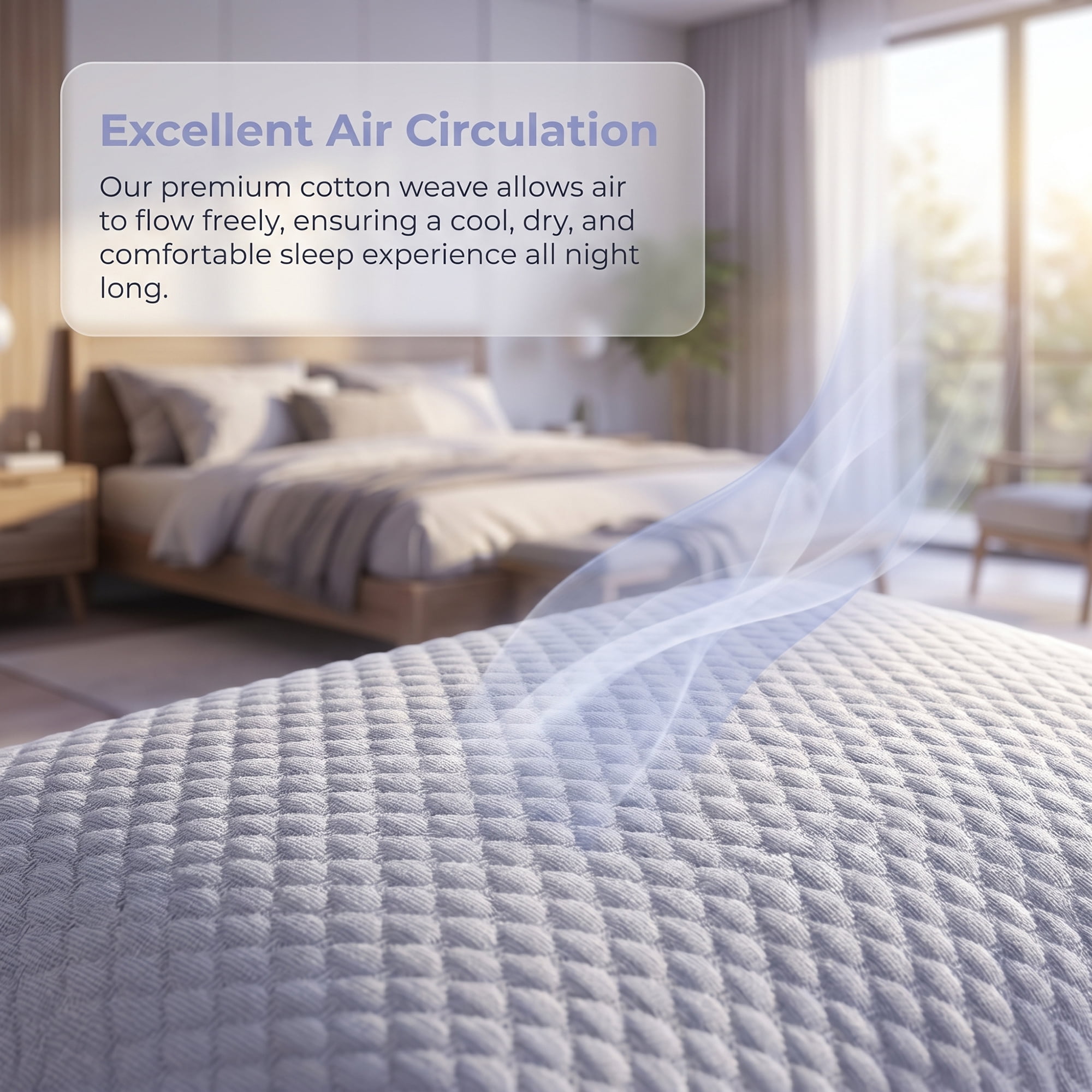 Unique Bargains Hypoallergenic Polyester Quilted Standard-size Pillow Protector Gray A
