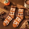 thumbnail image 5 of Thanksgiving Coral Fleece Socks Soft Plush Crew Socks With Heart Pattern Fuzzy Striped Cozy Indoor Home Socks For Women, 5 of 5