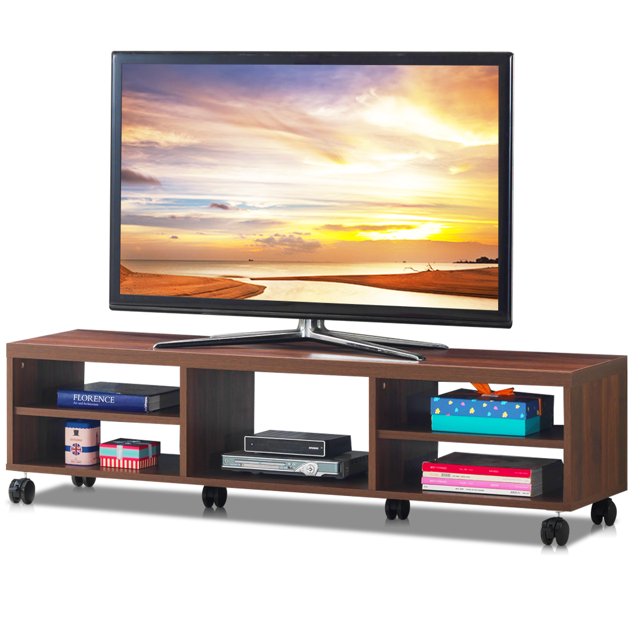 Costway TV Stand Unité Média Centre Console Étagère Tenir jusqu'à 60 '' TV avec Roues