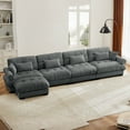 thumbnail image 2 of 166" Grey Modular Sectional Sofa, 4 Seater Large Sectional Couches for Living Room, Velvet Fabric Oversized Fluffy Cloud Couch with Ottoman, Deep Seat Home Sofas Set, Sofá Moderno, L Shaped, 2 of 9