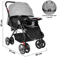 thumbnail image 4 of Carriola para Bebé Manubrio Reversible Asiento Reclinable Frenos y Cinturón de Seguridad Soporta hasta 15 kg - Gris, 4 of 6