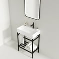 thumbnail image 2 of 24" Bathroom Vanity With Ceramic Basin, Freestanding Sink Console , Glossy White Rectangular Black Metal Leg, Robust Iron Storage Shelf Basin Vanity, Stable, 2 of 2