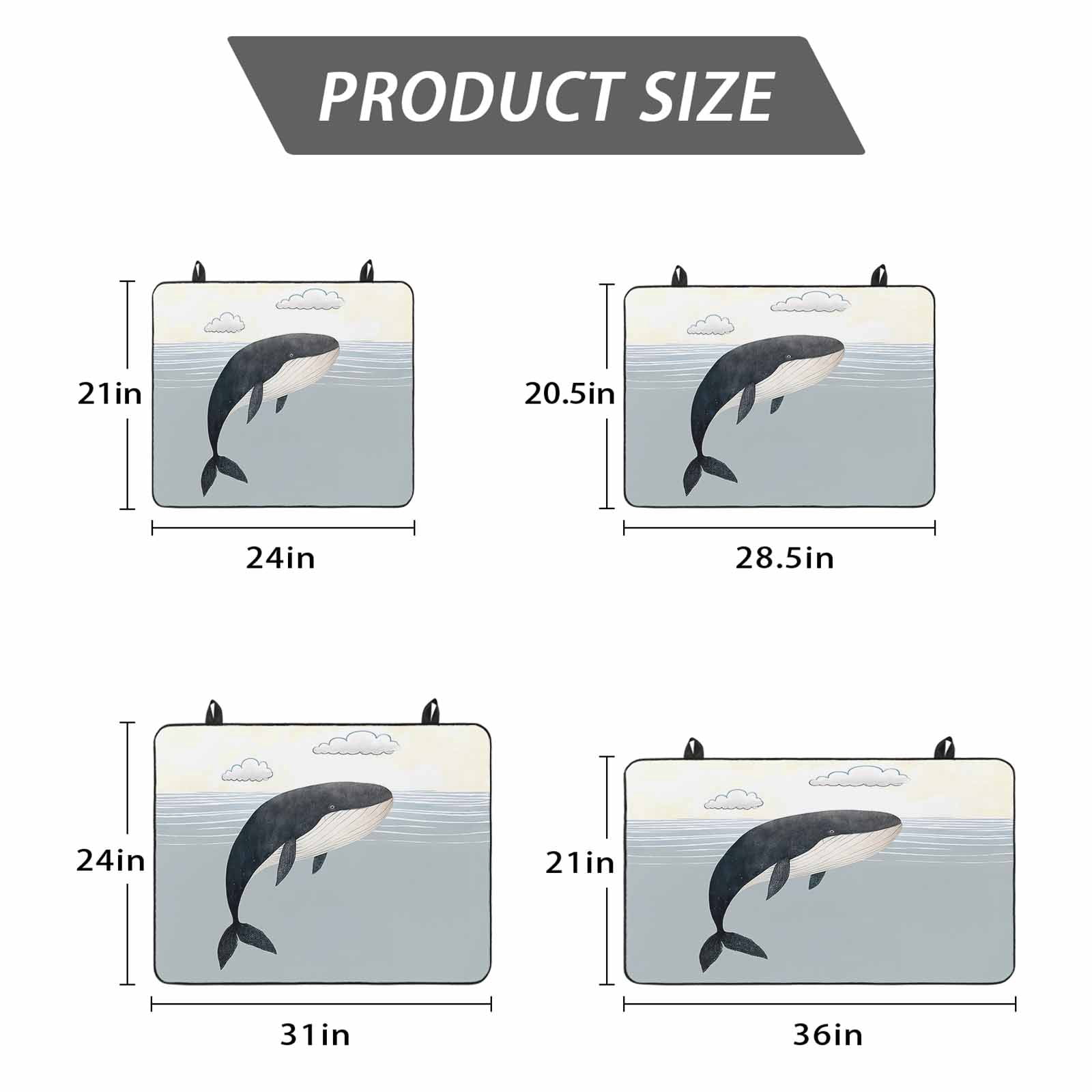 Whale Stove Top Cover for Electric Stove, Heat-proof & Non Slip Glass Top Stove Cover Protector, Ocean Coastal Fish Aqua Beach Orange Sky Kitchen Flat Cooktop Rubber Mat 24x21 Inches