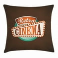 thumbnail image 1 of Movie Theater Throw Pillow Cushion Cover, Retro Style Cinema Sign Design Film Festival Hollywood Theme, Decorative Square Accent Pillow Case, 16 X 16 Inches, Brown Turquoise Vermilion, by Ambesonne, 1 of 2