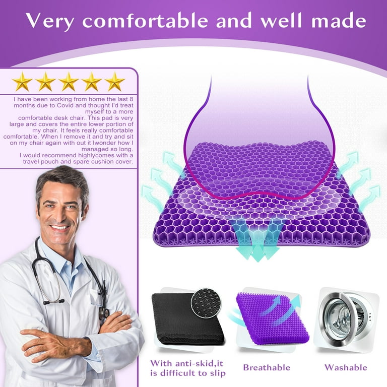 Gel Seat Cushion to Relieve Tailbone Pain 16.5x14.6 with Non