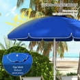 thumbnail image 3 of Outsunny 5.7' Beach Umbrella with Tilt, Cup Holders, Hooks, Blue, 3 of 9