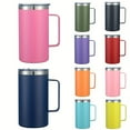 thumbnail image 2 of 24oz stainless steel vacuum insulated water bottle, portable water cup, coffee mug, handheld insulated mug with lid and handle, suitable for outdoor camping, travel, sports, and fitness. Easy to carr, 2 of 21