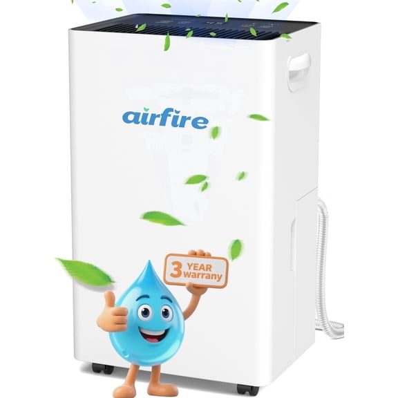 Airfire 4500 Sq. ft Max 70 Pints Dehumidifier for Basement, Dehumidifiers with Drain Hose for Home Bedroom Bathroom Large Room, Auto Defrost& Drain, 24H Timer, 1.59 gal Water Tank, Dry Clothes