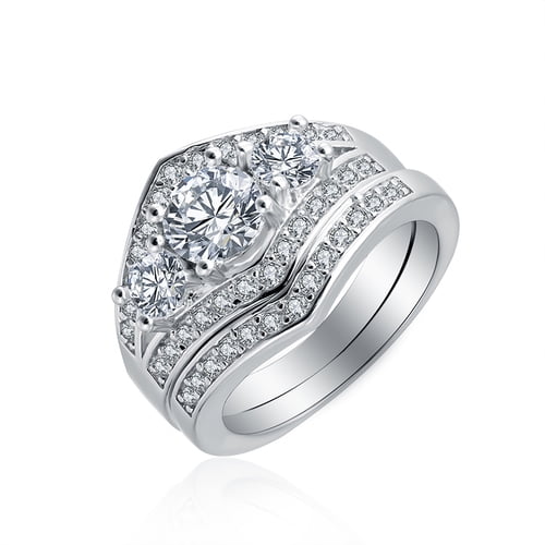 Leaha Wedding Ring Set for Women Bridal Engagement Band Ginger Lyne Collection