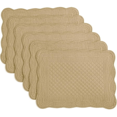 

Quilted Placemats Set of 6 Washable-13x18 inches Rectangular Placemats for Kitchen Table-100% Cotton Fabric Rectangular Table Mats-Cotton Fabric Rectangular Table Mats-Cotton (Dark Brown)