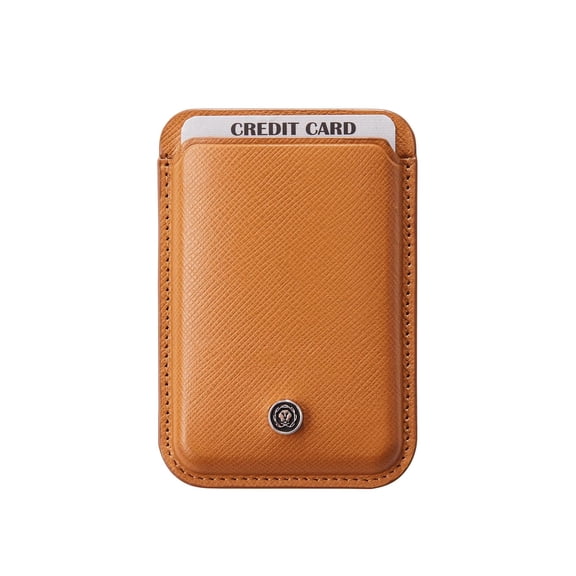 Cross Magnetic Phone Wallet, Cell Phone Card Holder, RFID-Blocking, Genuine Saffiano Leather Wallet Attachment for Mobile - Mocha