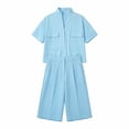 thumbnail image 4 of Womens Short Sets 2 Piece Outfits Casual Soft Comfortable Short Sleeve Top and Elastic Waist Shorts Summer Sets for Women Relaxation Loungewear, 4 of 4