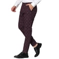 thumbnail image 5 of INSPIRE CHIC Men's Plaid Dress Pants Slim Fit Flat Front Business Check Trousers 32 Burgundy, 5 of 6