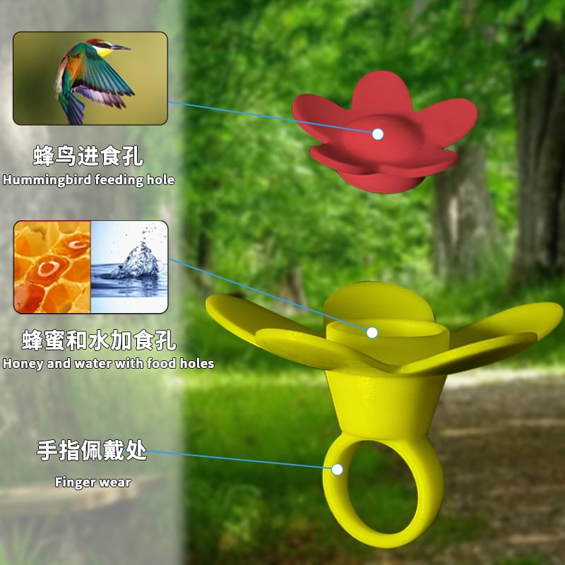 6-Piece Colorful Flower - Shaped Hummingbird Feeder Ring, Wearable Bird Attractor for Outdoor/Indoor