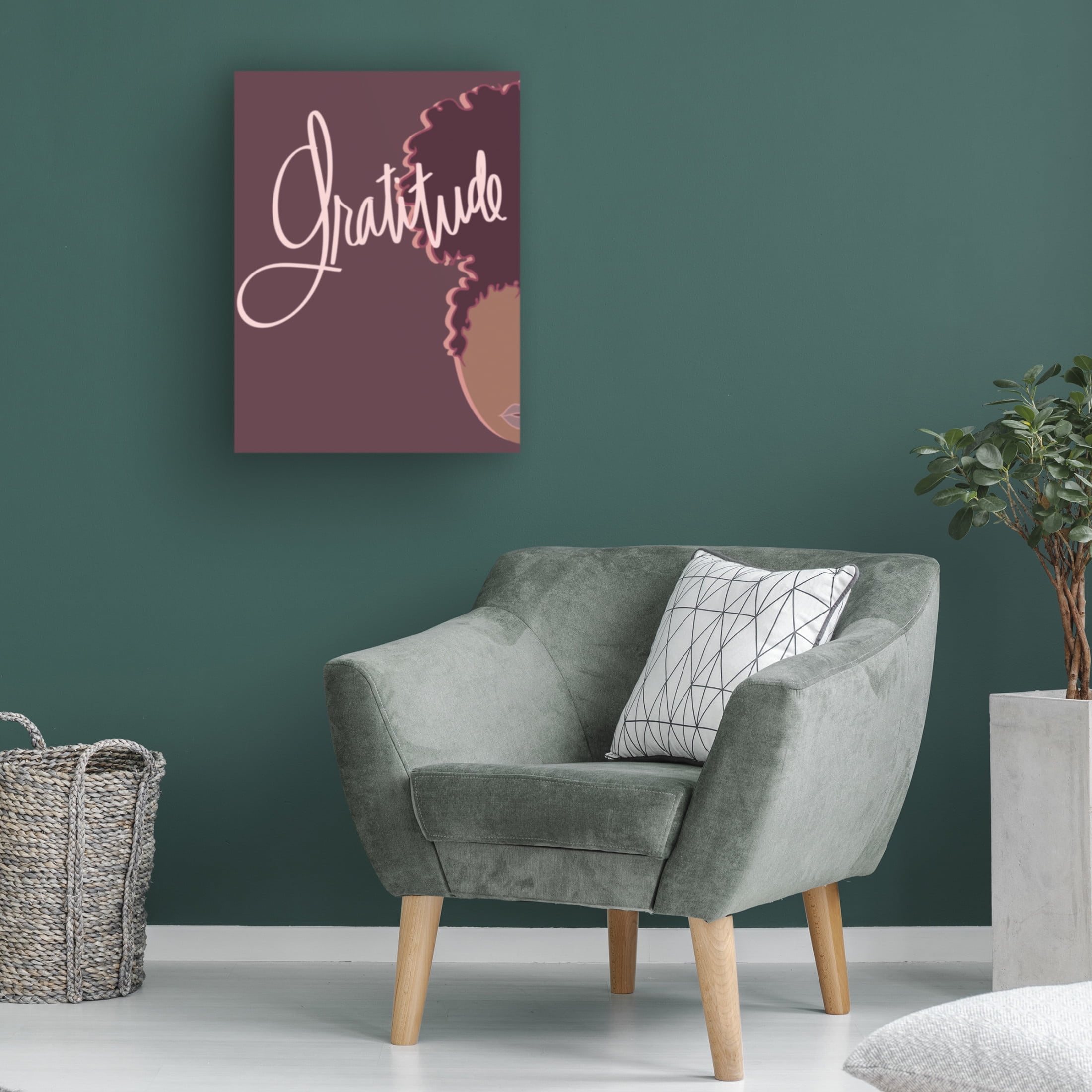 Canvas Wall Art - Marlee Ash Calligraphy & Design 'Curly Gratitude' Wall Art for Living Room, Bedroom, or Office Décor by Trademark Fine Art - 14 x 19 Inches