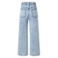 thumbnail image 4 of REDARER Girls Distressed Jeans, Wash Wide Leg Pants with Ripped Details, Comfortable Stretch Denim Trousers,Size:13-14 Years, 4 of 8