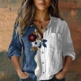 thumbnail image 2 of Shirts For Women Women's Cotton Shirt Printed Fashionable Button Up Shirt Casual Top With Seven Quarter Sleeves Shirt Womens Tops, 2 of 4