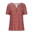 thumbnail image 4 of Wycnly Womens Tops Fashion Single Breasted Lightweight Tunic Shirts Summer Casual Short Sleeve V-Neck Floral Print Blouse Red s, 4 of 6