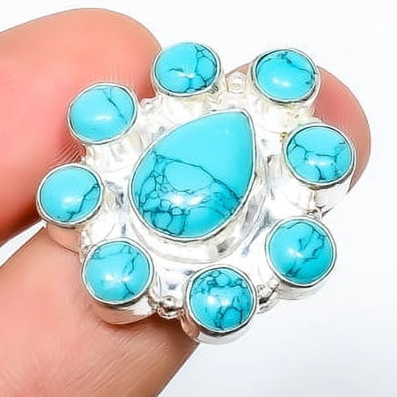 Turquoise 925 Sterling Silver Handmade Ring s.8 TR7508-998, Gemstone Jewelry, Birthday Gift, Christmas Gift