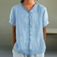 thumbnail image 5 of Camisas de Manga Corta para las Mujeres Casual V-Cuello Sólido Encaje Blusa Superior, Camisa de Verano de Moda para Diario Y Fiesta, 5 of 6