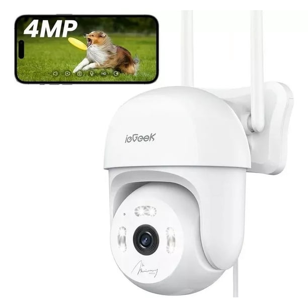 ieGeek Cámara De Seguridad IE60 2K/4MP Hd Seguimiento De Movimiento Voz Bidireccional Zoom 8x Compatible con Alexa Color Blanco