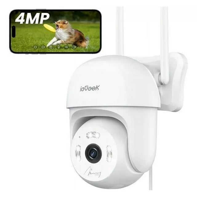 ieGeek Cámara De Seguridad IE60 2K/4MP Hd Seguimiento De Movimiento Voz Bidireccional Zoom 8x Compatible con Alexa Color Blanco