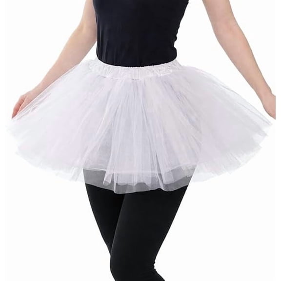 Multi-Layered Tutu Skirt for Women & Girls, White Organza Ballet Tutu with Stretch Elastic Waistband