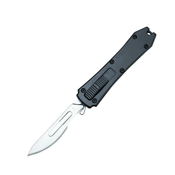 Universal Knife with Clip, Retractable Box Knife, 440C Stainless Steel Knife with Zinc Alloy Handle, Small Scalpel with 10 Removable Blades