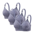 thumbnail image 1 of LOVZFMLL Soutien-Gorge pour Femmes Soutien-Gorge Imprimé pour Femmes Sans Armature Rassemblé Grande Taille Grand Bonnet sous-Vêtements pour Femmes 3 Pcs Bleu G, 1 of 3