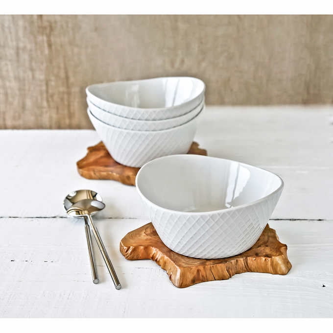 Over & Back 4Piece White Porcelain Serving Bowl Set