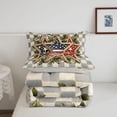 thumbnail image 5 of Manfei Stars American Flag Queen Comforter Set,Green Leaf Checkered Comforter Sets Queen,Green Gray,Light Gray Reversible,3 Pieces,1 Comforter and 2 Pillowcases, 5 of 7