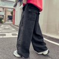 thumbnail image 5 of Generic Kids Straight Leg Jeans Retro Print Cargo Denim Pants Baggy Black Jeans/Fashion Y2k Elastic Waist School Trousers, 5 of 7