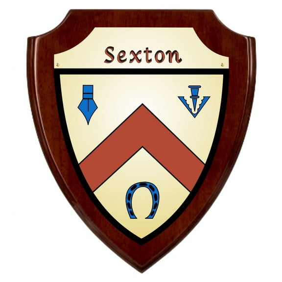 Sexton Irish Coat of Arms Shield Plaque - Rosewood Finish