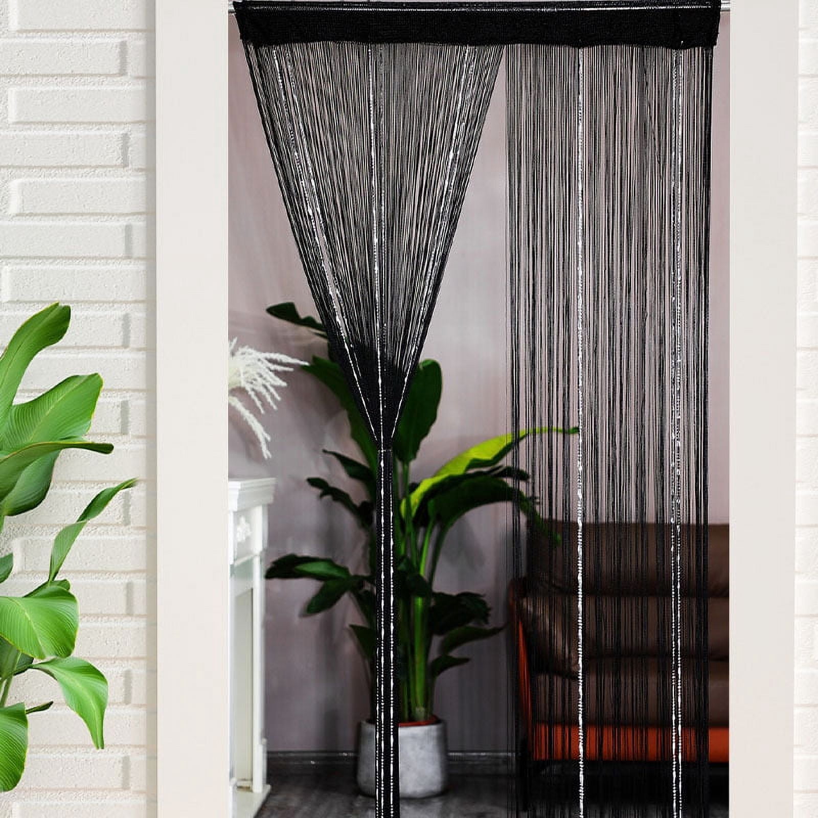 Beaded String Curtain, Crystal Tassel Thread Curtain for Doorway & Window Partition Decor-Champagne