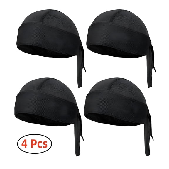 HBMYN 4 Pcs Sweat Wicking Doo Rag Cooling Helmet Liner Hat Motorcycle Wrap Bandana Skull Cap