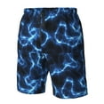 thumbnail image 5 of Kdxio Blue Lightning Pattern Mens Casual Shorts - Drawstring Summer Beach Sports Shorts for Men, 5 of 9