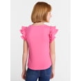 thumbnail image 3 of Wonder Nation Girls' Ribbed Top with Short Ruffle Sleeves, Sizes 4-18 & Plus, 3 of 8