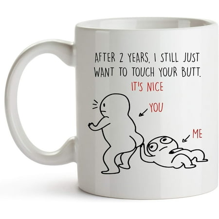 

YouNique Designs 2nd Anniversary Mug for Him & Her 11 Ounces White