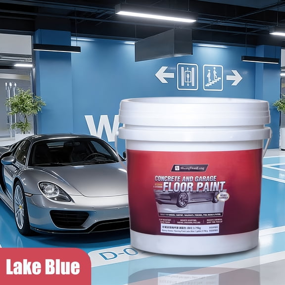 Professional Epoxy Floor Paint Kit (1 Gallon) -Light Blue Acrylic Concrete Coating for Garages & Basements | Single Component Formula | Scratch Resistant & Low VOC | Ready-to-Use