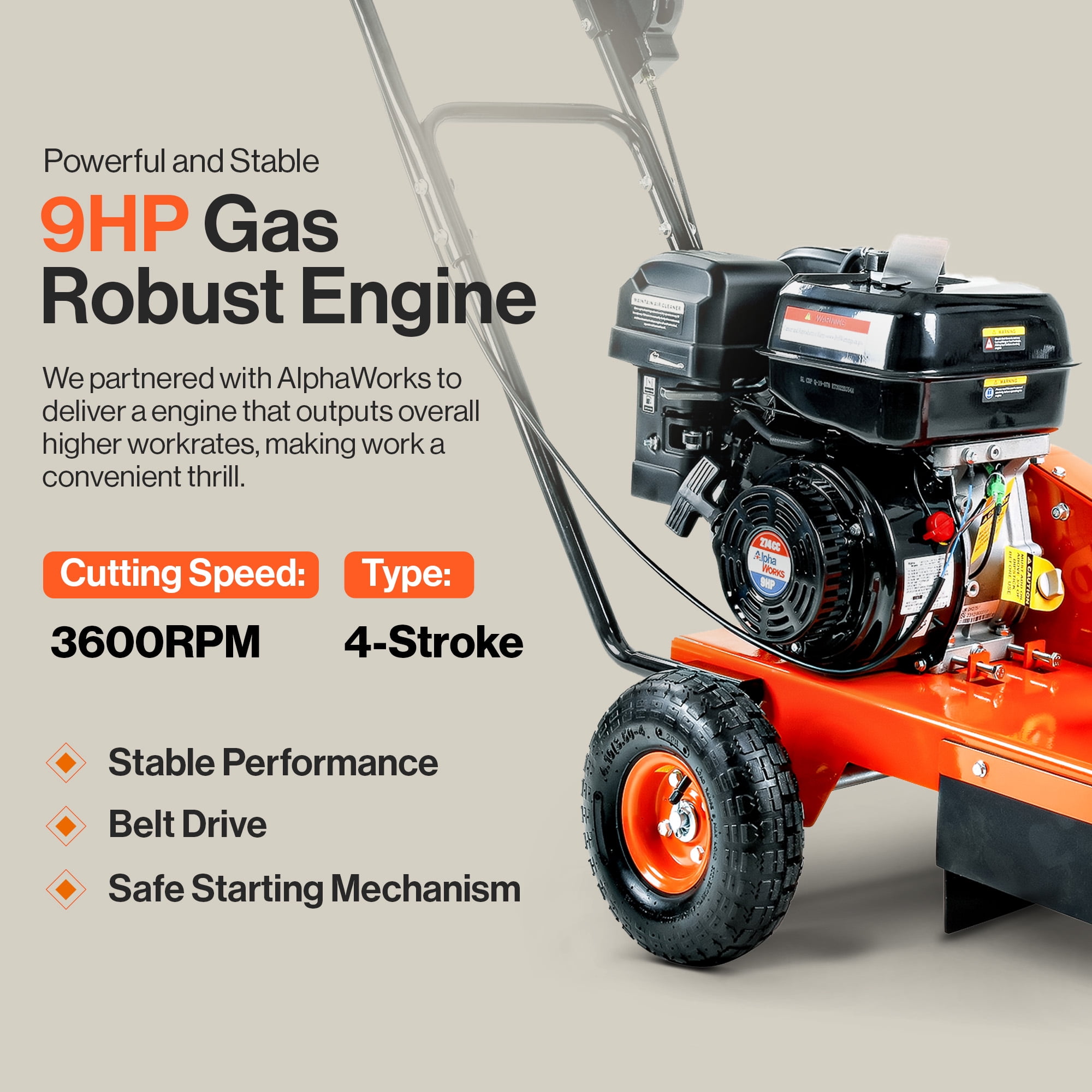 Compact Stump Grinder Pro - 9HP, 12" Cutting Blade, Effortless Stump Removal