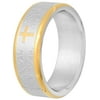 Men's Stainless Steel Two-Tone 7MM Lord's Prayer Wedding Band - Mens Ring