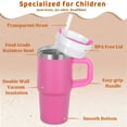 thumbnail image 5 of 14 Oz Tumbler with Handle and Straw for Kids, Stainless Steel Vacuum Insulated Cup for Children. 14 Oz Mug Gift for Kids (Hot Pink), 5 of 6