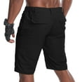 thumbnail image 6 of liyiyiyia Men's Black Cargo Shorts Rip Stop Short Elastic Waist Quick Dry Fishing Hiking Work Shorts w/Multi-Pockets, 6 of 9