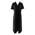 thumbnail image 4 of OSOLU Women Comfortable New Casual Solid Color Button Mid-Length Short Sleeve Loose Shirt Casual Dress Soft Sundress Vacation 2025 Elegant Classy Dresses, 4 of 4