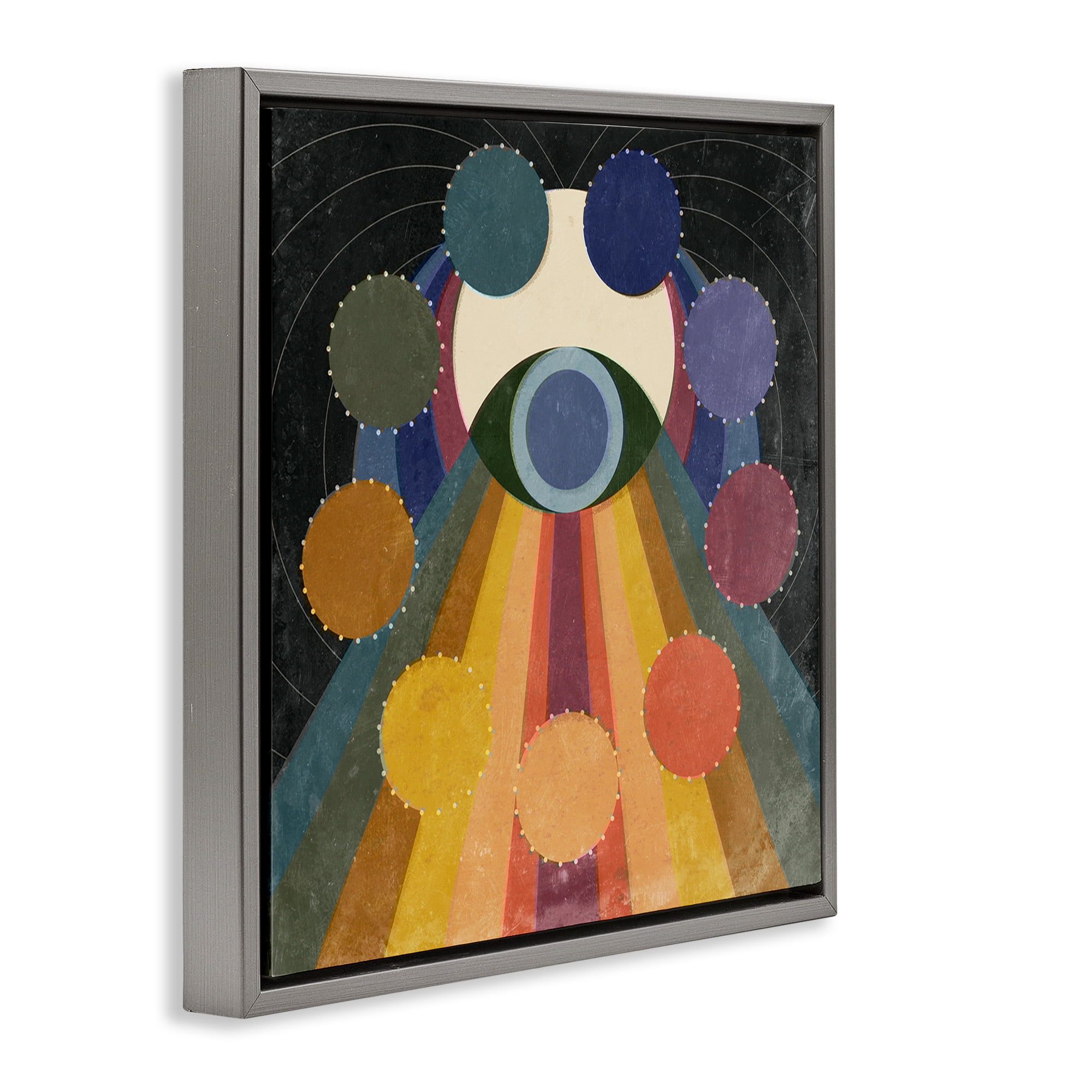 Stupell Industries Eye with Circles Pattern Abstract Painting Gray Floater Framed Canvas Art Print Wall Art, 25 x 25