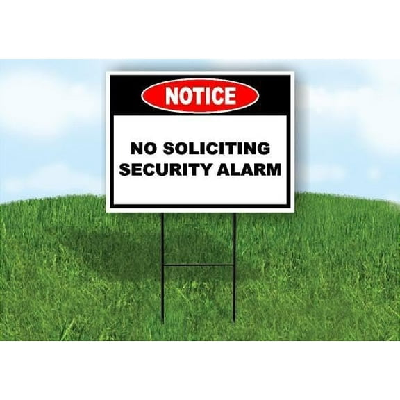 Notice No Soliciting Security Alarm Double Sided 18x24 in Yard Road Sign w/Stand