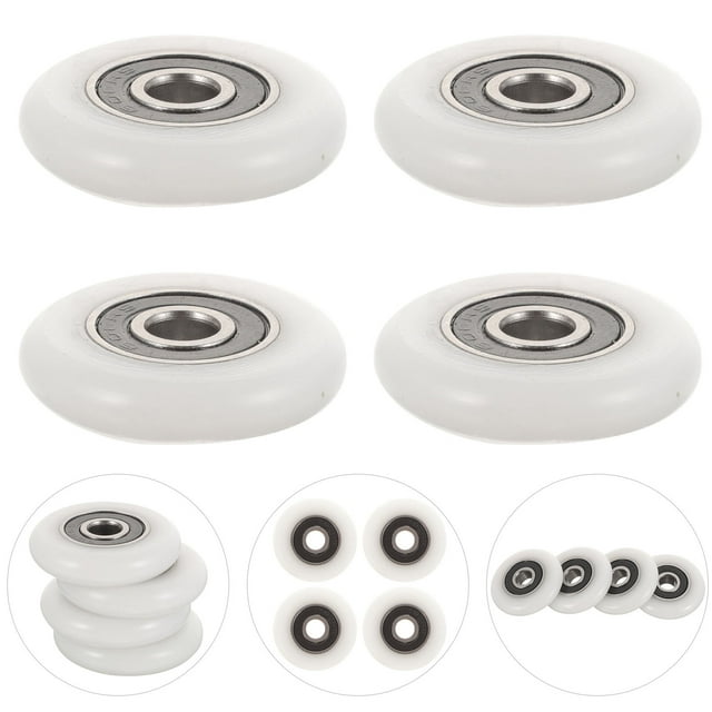 OULII 4pcs Shower Door Rollers Bathroom Sliding Door Pulleys White PVC Effort-saving