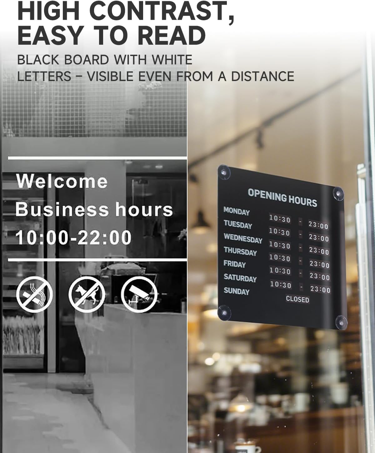 Nathome Magnetic Metal Business Hours Sign, Open Closed Display Board with Suction Cup and Adhesive Wall Mount, Reusable, 10.24 x 10.24 in