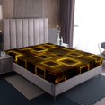 thumbnail image 4 of Geometry Yellow Black Kids Sheets,Geometric Grid Lines Sheet Set Twin Size For Boys Girls Room Decor,Square Bed Sheets Set Gradient Cubes Modern Top Sheet, 4 of 7